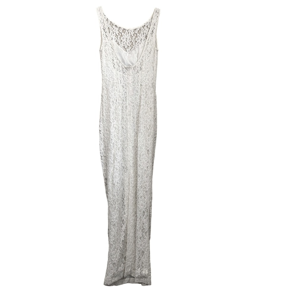Vintage 90s Cache Ever After Ivory Lace Sequin Maxi Gown Dress Womens 6 Ivory - Picture 2 of 16